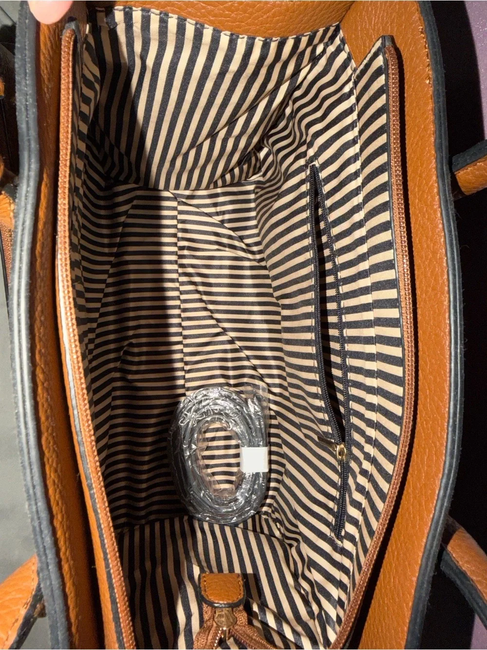 NWOT 3-Piece Cognac Brown Pebbled Vegan Leather Satchel & Tote Bag Set